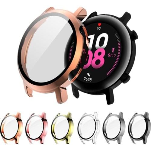 Suitable for Huawei watch GT2 46mm 42mm PC plated tempered glass two-in-one protective case