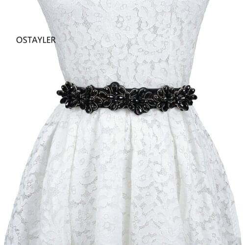 2018 Women Dress Belts Black Green Pink Luxury Pearl Rhinestone Elastic Waist Belts Skirts Corset Female Girdle Dress Caestus