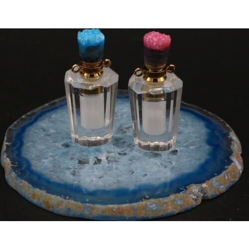 Fine Transparent Crystal Pendants Reiki Heal Perfume Bottle 6 Colors Available for Women Jewelry Making DIY Necklace Gifts