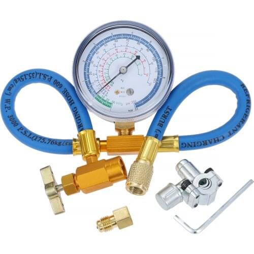 Yetaha 1 Set R134a Charging Hose With Gauge 1/4" to 1/4" Adapter with Valve Core for R12 R22 Fittings Car Accessorie"