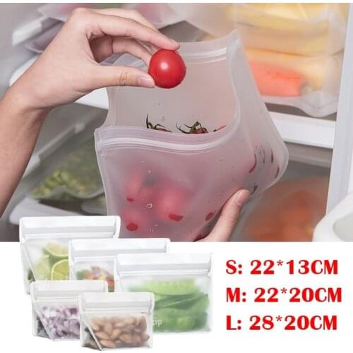 Silicone Food Grade Reusable Storage Bag Clear Freezer Leakproof Stand Up Zip Shut Storage Fresh Bag Fresh Wrap