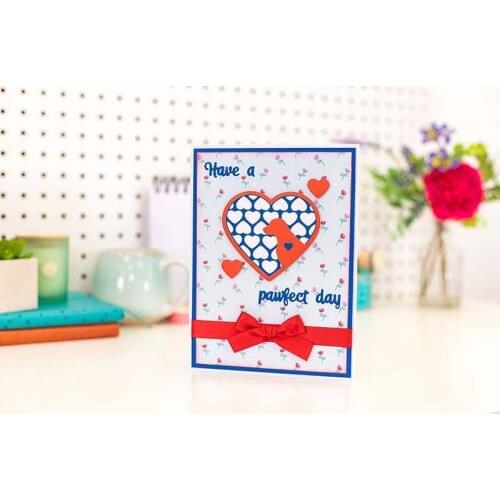 Dog Heart Love Background Frame Metal Cutting Dies Cut Die Mold Card Scrapbook Paper Craft Knife Mould Blade Punch Stencils 2021