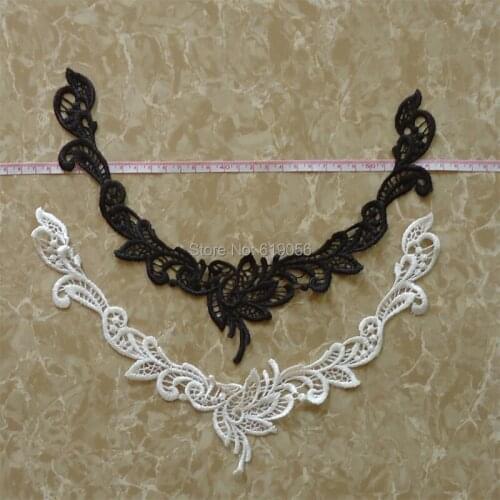 10 PCS 24X19 CM LP-DC20 White and black polyester Embroidery Collar Venise Lace Flowers Neckline Applique Trim, lace fabric