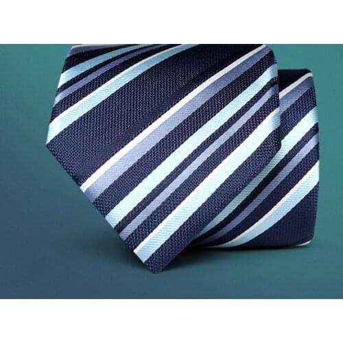 High Quality Man 8cm Tie Skinny Ties Deep Blue Stripe Color Slim Striped Necktie Cravat Clothing Accessories For Business Men