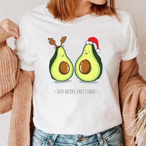 Women Cartoon 2022 Cute New Year Holiday Tshirt Top Happy Merry Christmas Graphic Print Clothes Ladies Female Tee T-shirt