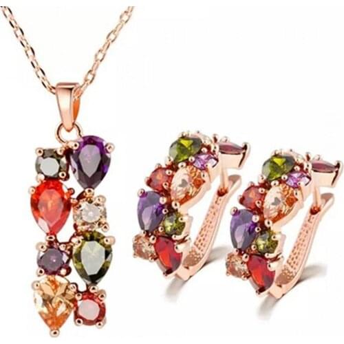 Womens Adjustable Necklace Earrings Jewelry Sets Charms for Wedding Party