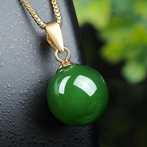 Fashion concise green jade crystal emerald gemstones pendant necklaces for women gold tone choker jewelry bijoux party gifts