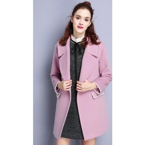 Woolen Coat Autumn Winter Jackets Korean Pink Coat Femme Outwear Womens Clothing Abrigos Mujer Invierno 2020 KJ194