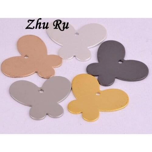 ZHU RU 10pcs/lot 21*18mm butterfly copper Flat bow bows moth shape smooth Setting Fashion Jewelry DIY Findings Accessories