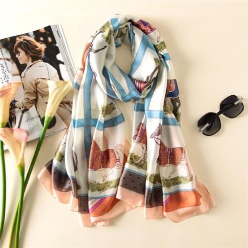 2019 style women Popular beach muffler china silk fashion Autumn and winter flower scarves wraps hijab lady nice print shawl
