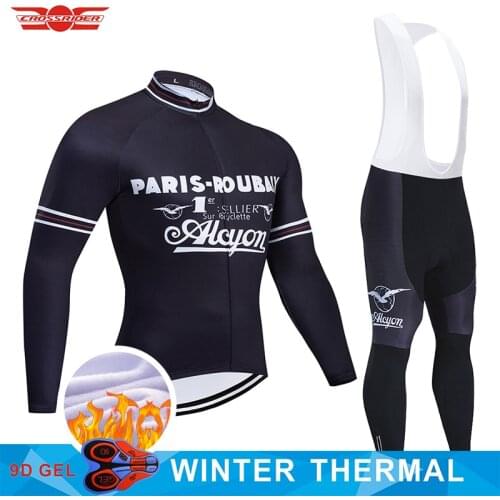 2021 Team France Cycling Jersey 9D Set MTB Uniform Black Bike Clothing Mens Winter Thermal Fleece Bicycle Clothes Cycling Wear