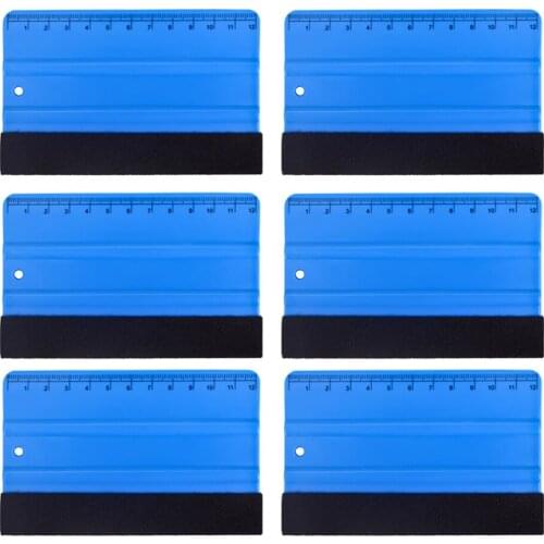 EHDIS 6pcs Carbon Vinyl Film Install Fabric Felt Scraper With Scale Window Glass Water Wiper Cleaning Squeegee Car Wrapping Tool
