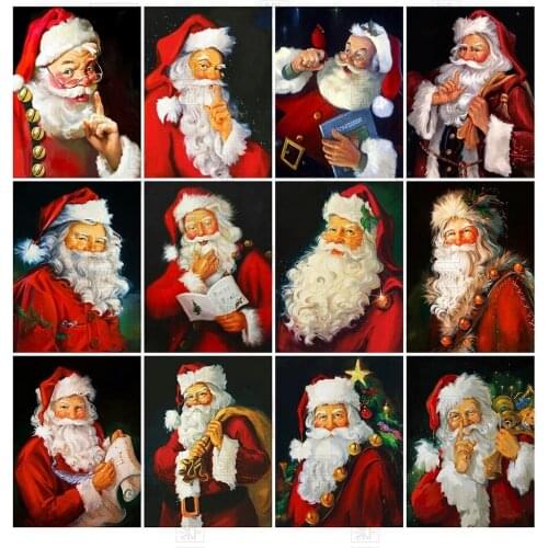 Diamond Painting Santa Claus Cross Stitch Needlework Diamond Embroidery Portrait Mosaic Rhinestone Christmas Home Decor Gift