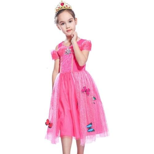 Fantasy halloween attire beauty beauty dress dress up children aurora princess party cosplay dress girl long roseo dresses