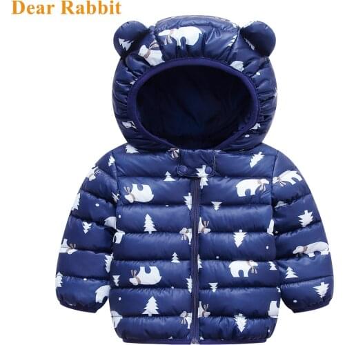 2021 Cute 1- 5y Autumn baby kids boy Light down coat with ear hoodie spring toddler girl clothes infant clothing children jacket