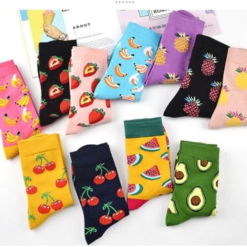 Colorful Cotton Men Women Socks Funny Food Pineapple Pizza Hamburger Beer Chili Skate Harajuku Happy Socks for Christmas Gift