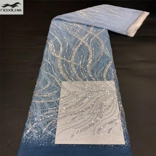 Madison African Lace Fabric 2021 High Quality Embroidery Handmade Beaded Lace French Lace Fabric For Nigerian Party Dress