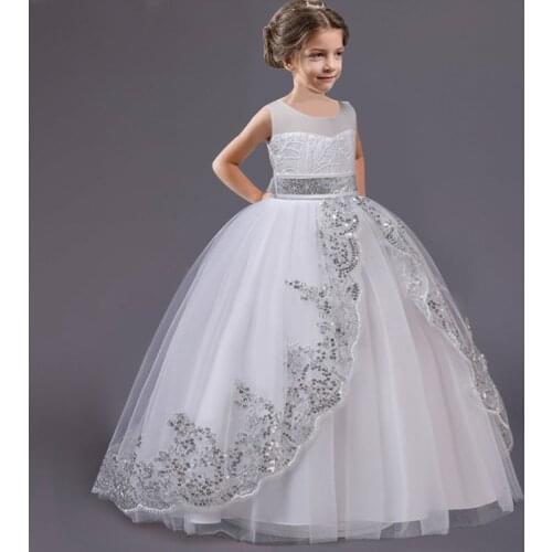 High quality Wedding teens Sequin Lace princess dress for girl elegant birthday party dress girl dress for First communion 4-14y