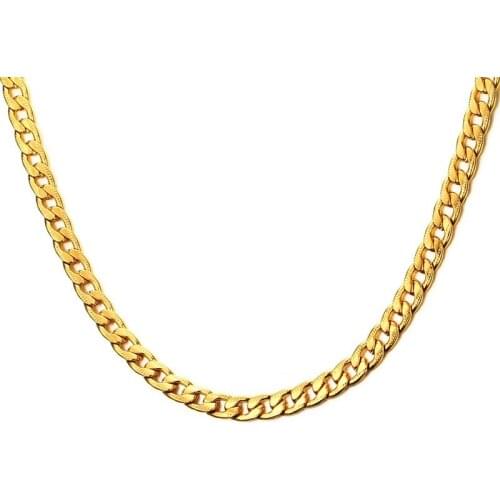 8MM Cuban Link Chains Necklaces 304 Stainless Steel Gold Color Hip Hop Jewelry 60CM