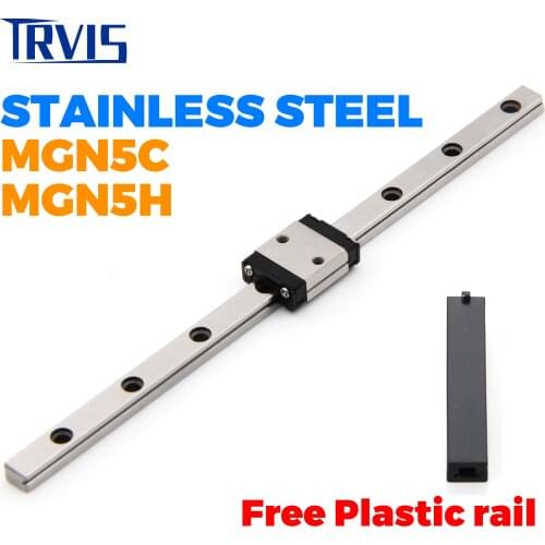 Linear Rail Guide Miniature MGN5 MGN5C MGN5H 440C SUS Stainless Steel Slide Guideways 1pc Rail + 1pc Carriage CNC 3D Printer