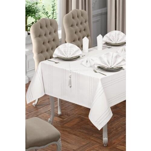 Lüx Colber Masa Örtüsü Seti 12 Kişilik Colber (beyaz)