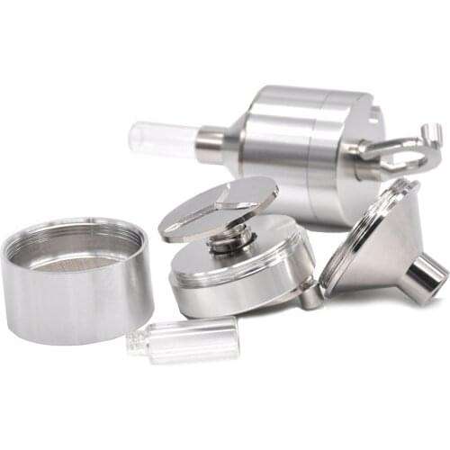 Funnel Design Aluminum Alloy Metal Herb Grinder For Tabacco 3 Layers Hand Crank Large Weed Grinder With Glass Storage Stash Box