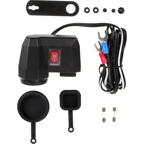 Motorcycle USB Charger Vwinget Waterproof Motorcycle 2.1A Dual USB Power Outlet Port Smart Motocycle Charger Kit