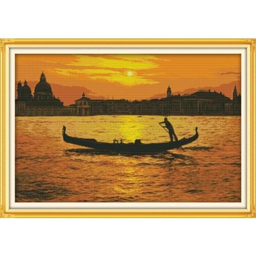 Sunset way home cross stitch kit landscape18ct 14ct 11ct count printed canvas stitching embroidery DIY handmade needlework