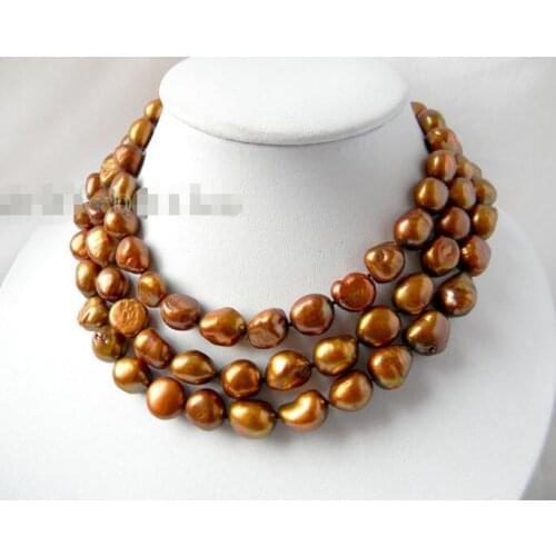 36" 11MM Coffee Baroque Freshwater Pearl Necklace 50"