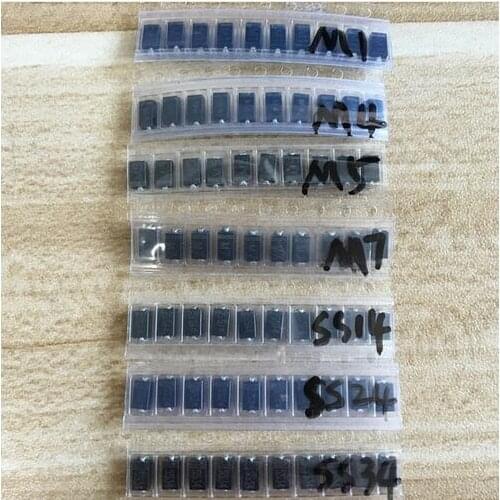Free Shipping 7 kinds*10pcs=70pcs/lot SMD diode package / M1 (1N4001) / M2 (1N4002) /M4(1N4004)/ M7 (1N4007)/ SS12 SS14 SS34