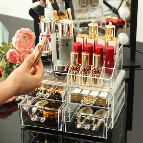 Transparent Drawer Cosmetic Storage Box Dressing Table Desktop Finishing Box Multi-drawer Storage