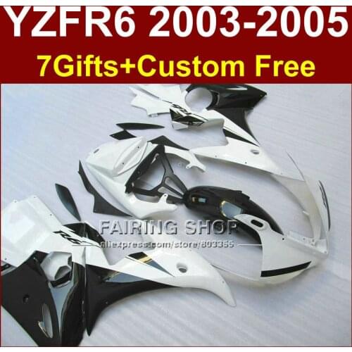 Hot sale fairings for YAMAHA YZF1000 fairing kit YZFR6 03 04 05 white black bodywork YZFR6 2003 2004 2005 Motorcycle sets F7R