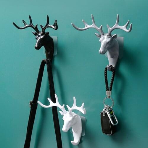 Retro Creative Antlers Wall Hanging Hook Clothes Hat Key Deer Horns Hanger Wall Storage Hangers Home Decoration