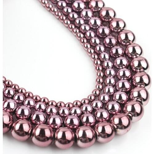 Pink Hematite Stone Beads Natural Smooth Loose Jewellery Spacer Beads For Jewelry Making DIY Charm Bracelet 15Inch 3/4/6/8/10mm