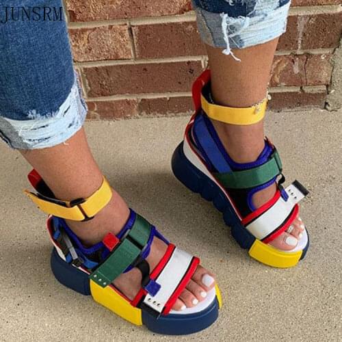 Women Velcro Platform Sandals Fashion Beach Outdoor Casual Shoes Open Toe Colorful Color 5 Colors 2021 platform sandals