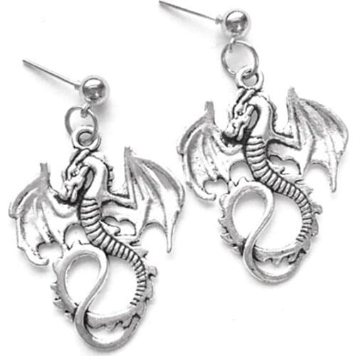 Antique Silver Color Dragon Stud Earrings Stud Earrings