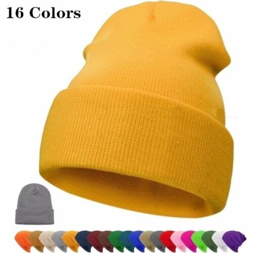 Women Hip-hop Knitted Soft Warm Hat Ski Hood 2020 New Fashion Unisex Winter Plain Borderless Fluorescent Color Thread Beanie