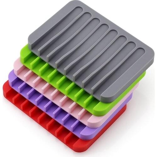 Silicone Soap Holder Flexible Soap Dish Plate Holder Tray Soap Container Storage Box Drain Rack Holder Kitchen Bathroom Supplies