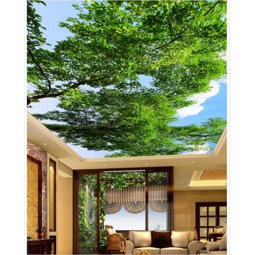 Blue and white living room bedroom ceiling Landscape wallpaper murals ceilings 3d mural wallpaper