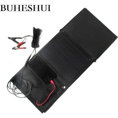 BUHESHUI 21W Solar Panel+Foldable Solar Charger For Mobile Pohone/12v Battery Car Charger Dual USB5V&DC18V Output Free Shipping