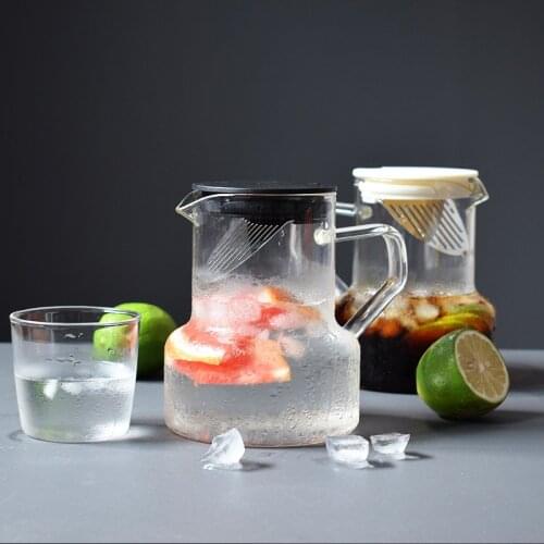 Nordic-Style High Temperature Resistant Glass Water Pitcher Coffee Pot Filter Fruit Flower Teapot Constant Tea Warmer Household