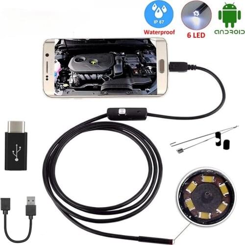 Wsdcam Endoscope Camera 7MM 2 in 1 Micro USB Mini Camcorders Waterproof 6 LED Borescope Inspection Camera For Android Loptop