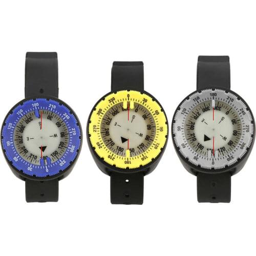 50m Waterproof Compass Underwater Caving Camping Swimming Compass with Wristband Diving Scuba Watchband Fluorescent Dial Compass