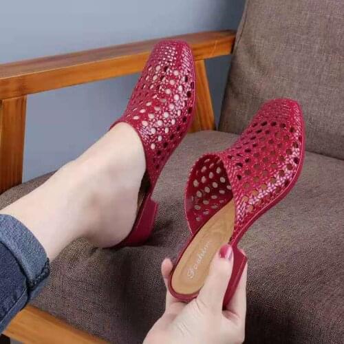 Sand Beach Women Female Slippers Middle Heel Soft Comfort Slides Cool in Summer