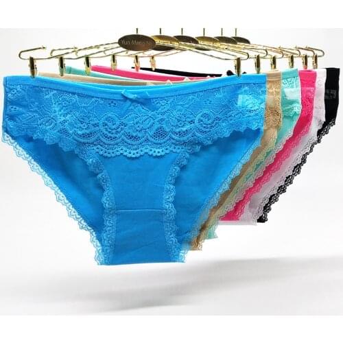 Womens Sexy Lace Panties Underwear Perspective Briefs Transparent Tempting Underpants Girls Intimates Lingerie Femme Pack 6 Pcs