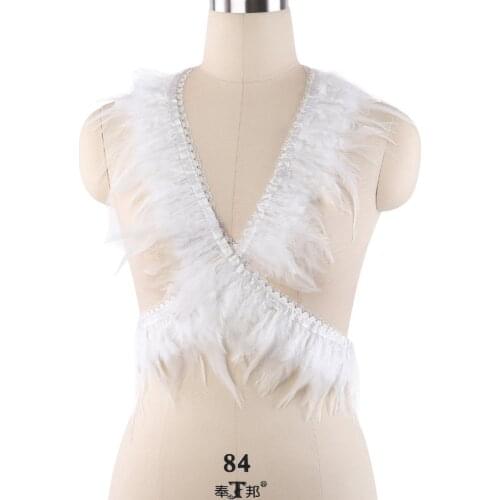 Women White Feather Cage Bra Rave Wear Harajuku Gothic Bondage Lingerie Lace Body Harness Cage Punk Goth Feather Harness Bra