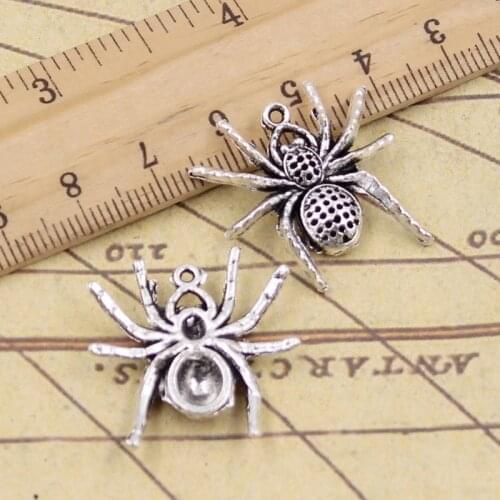 12pcs Charms Spider Halloween 25x26mm Tibetan Pendants Crafts Making Findings Handmade Antique DIY Jewelry