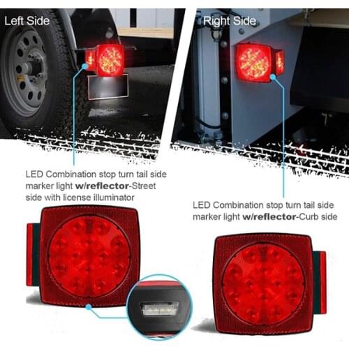 12V Red Square Trailer Taillight Truck Trailer Hitch Super Bright Car 12LED Tail Brake Fog Light