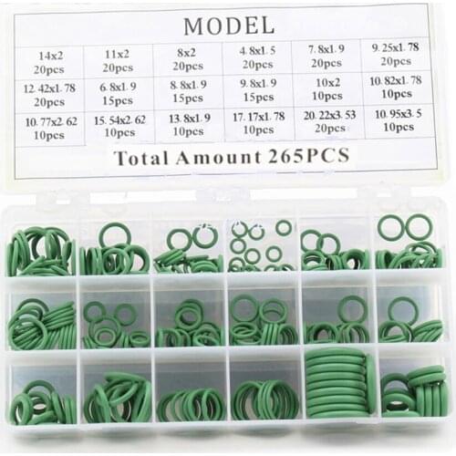 18 Sizes 265 pieces HNBR Car Air Condition A/C Seal O Ring Green with a Case