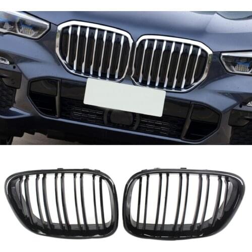 2Pcs Grille Double Slats Installation 51138250052/OE- 51138250051 Bumper Grille Hood for BMW X5 Series E53 1999-2003 M Edition
